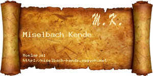 Miselbach Kende névjegykártya